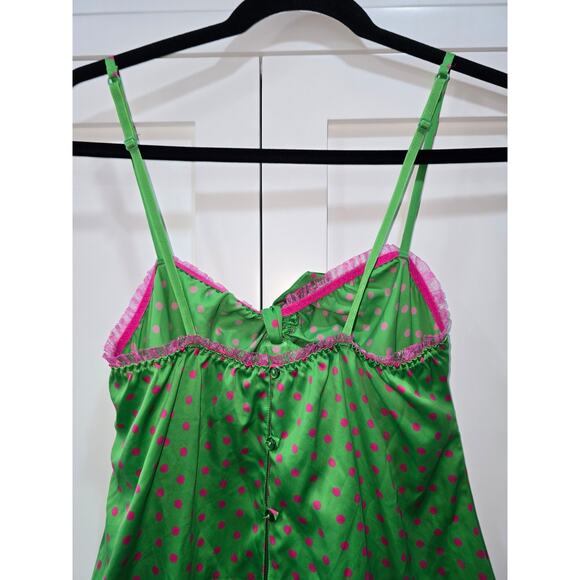 Victoria’s Secret Pout Y2K Green Pink Polka Dot Slip Dress – Size Small - Picture 7 of 12